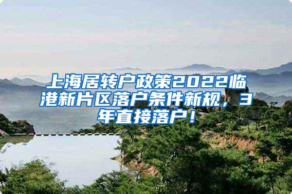上海居转户政策2022临港新片区落户条件新规，3年直接落户！
