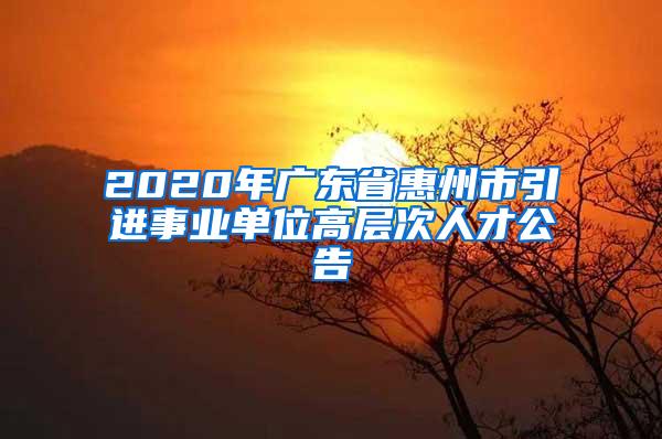 2020年广东省惠州市引进事业单位高层次人才公告