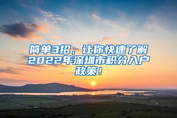 简单3招，让你快速了解2022年深圳市积分入户政策！